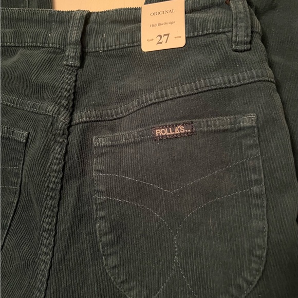 nwt ROLLA'S FREE PEOPLE original straight corduroy pant in forest green 27 - Picture 13 of 15
